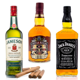 Whiskey Trio and Cigar Collection
