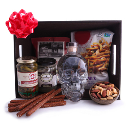 Crystal Skull Vodka Party Basket