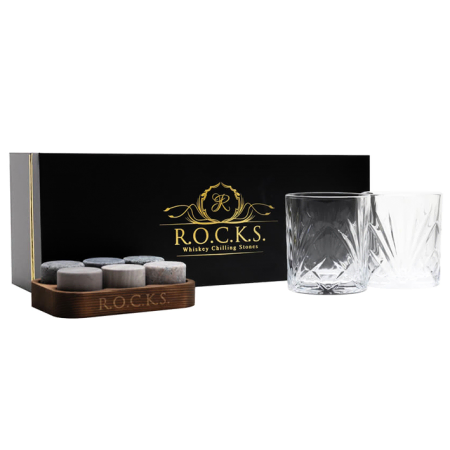 The Whiskey Wonder with Whiskey Stones and 2 Crystal Tumblers